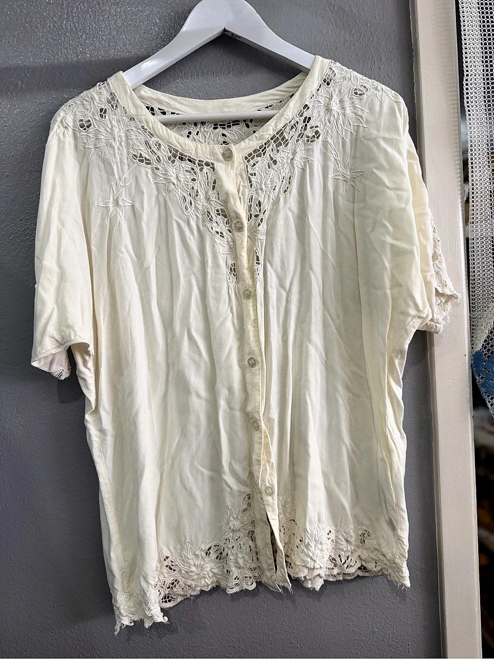 Jane Ashley Embroidered Lace Tunic in Cream